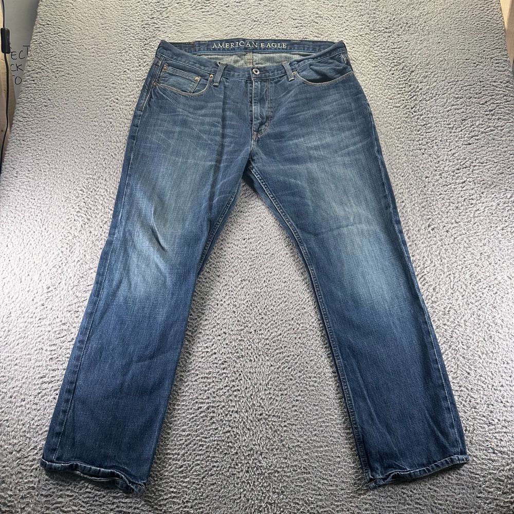 American Eagle Outfitters Jeans Mens 38x32 Blue Cotton Denim Straight Slim Fit